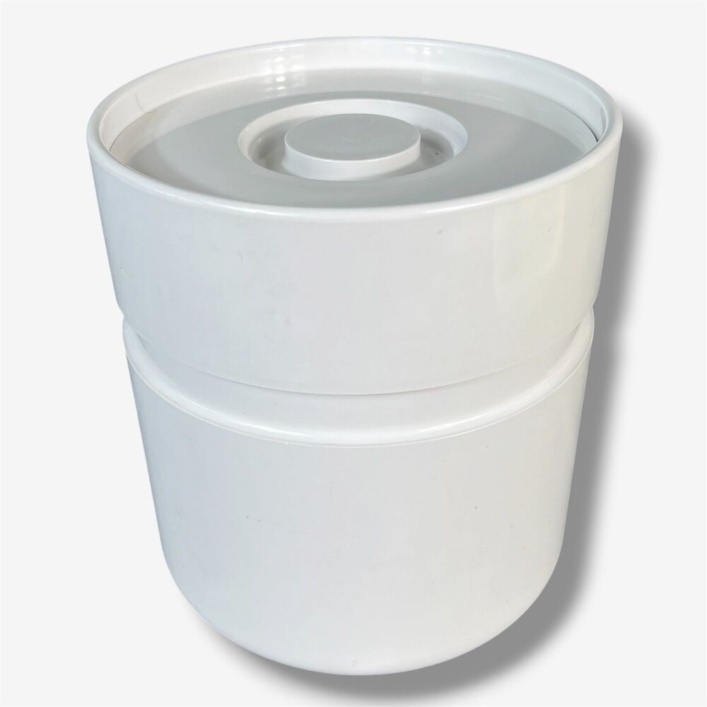 Vintage Heller Sergio Asti Ice Bucket White Mid Century Modern 1970s WITH LINER